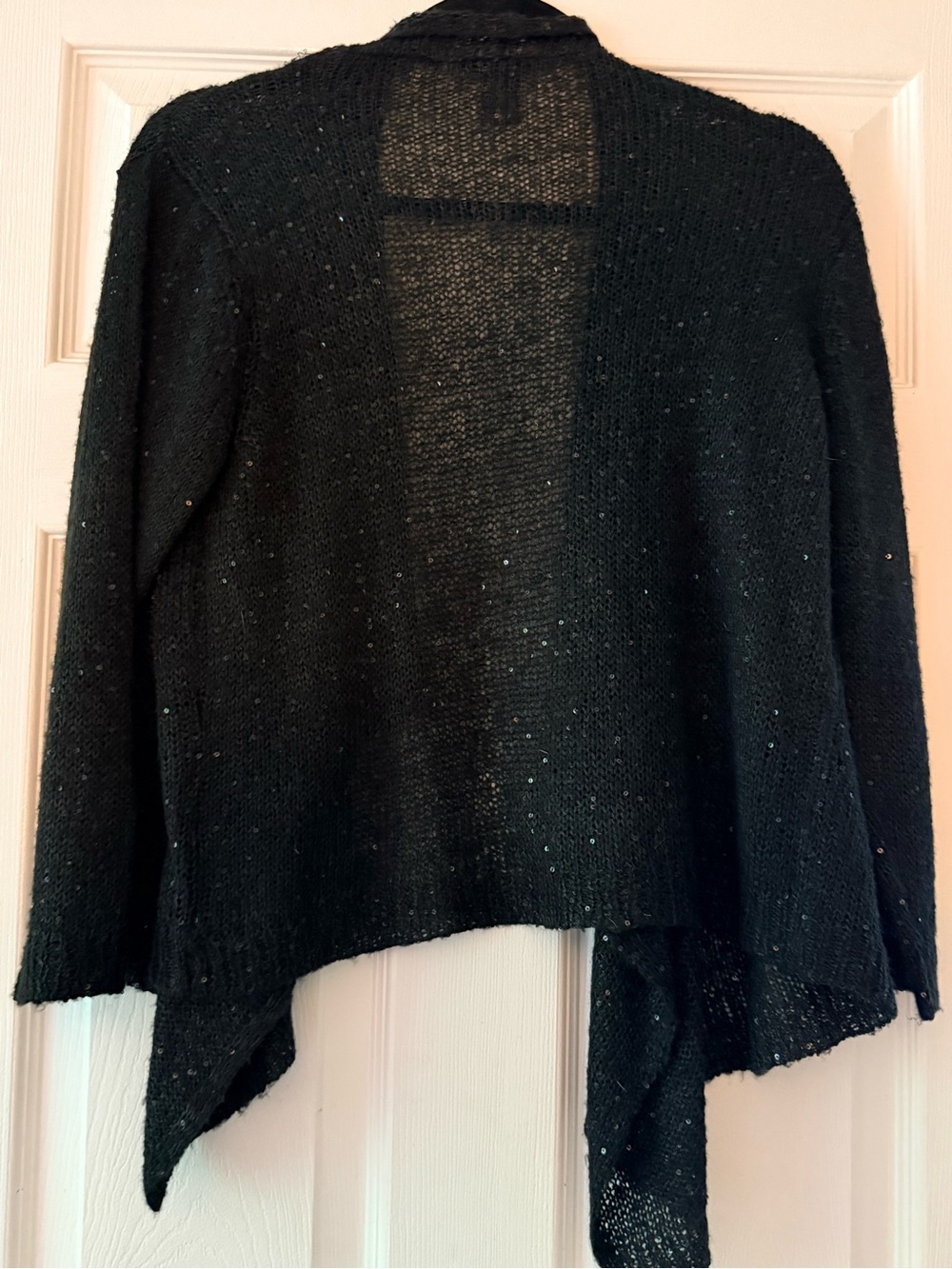 89th & Madison Black Open-Front Sparkle Cardigan